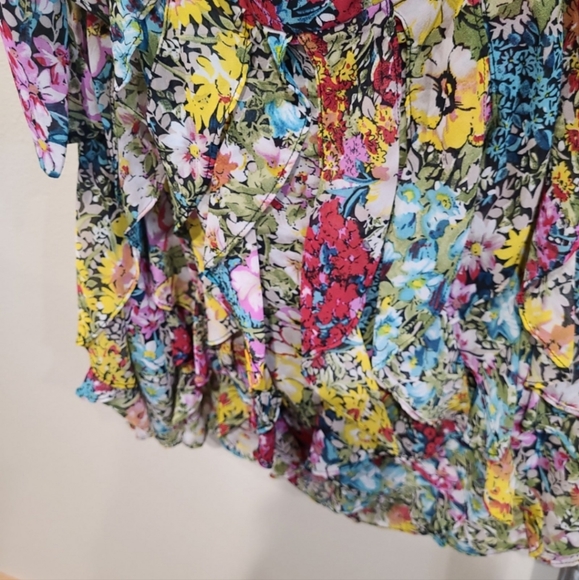 MM Courture by MISS ME Floral Sheer ruffled one Shoulder mini dress Size Sm. - Picture 6 of 12